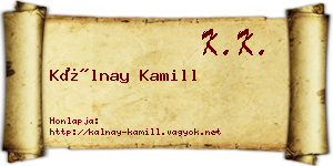Kálnay Kamill névjegykártya